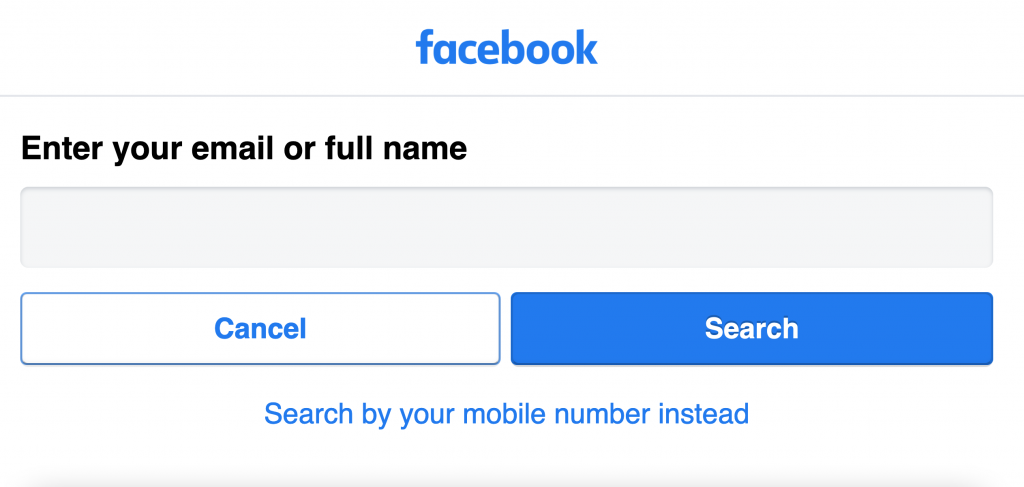 find my facebook account without email and phone number