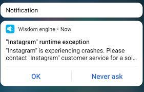Instagram runtime exception